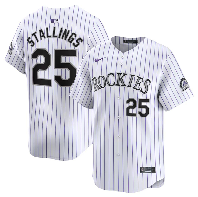 Colorado Rockies #25 Jacob Stallings White Home Limited Stitched Jersey - Zenithce