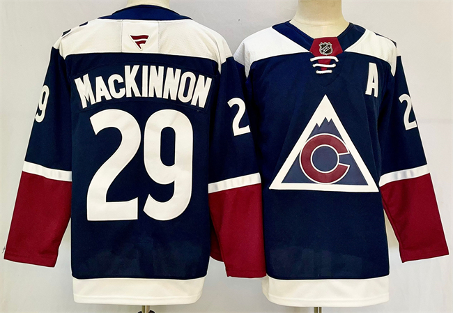 Colorado Avalanche #29 Nathan MacKinnon Navy 2024-25 Alternate With A Patch Stitched Jersey - Zenithce