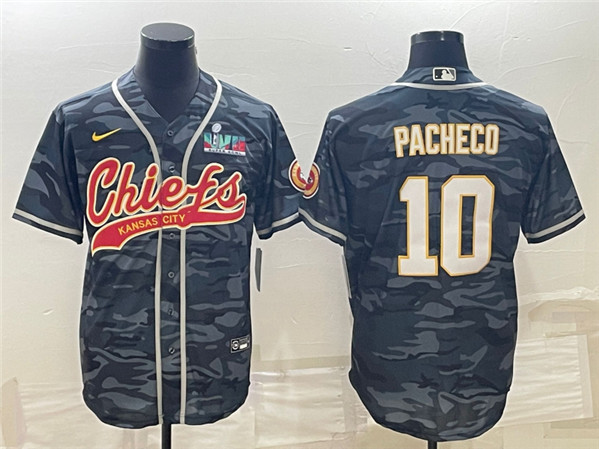 Kansas City Chiefs #10 Isiah Pacheco Gray Camo With Super Bowl LVII Patch Cool Base Stitched Jersey - Zenithce