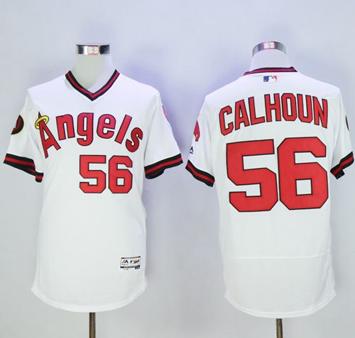 Angels Of Anaheim #56 Kole Calhoun White Flexbase Authentic Collection Cooperstown Stitched Jersey - Zenithce