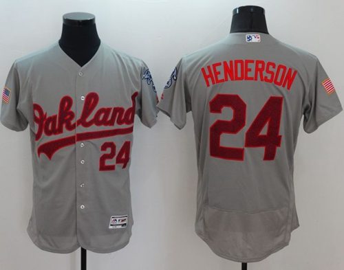 Athletics #24 Rickey Henderson Grey Fashion Stars Stripes Flexbase Authentic Stitched Jersey - Zenithce