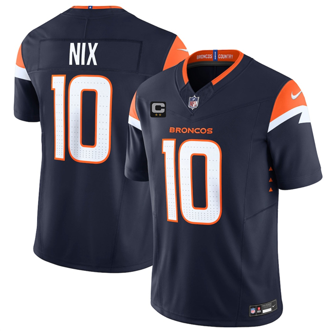Denver Broncos #10 Bo Nix Navy 2025 F.U.S.E. With 2-Star C Patch Vapor Limited Stitched Jersey - Zenithce