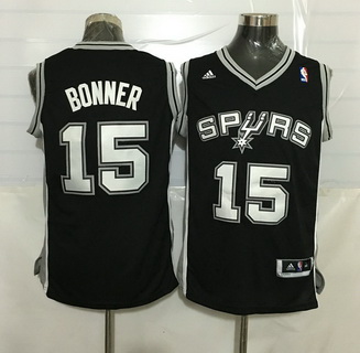 San Antonio Spurs #15 Matt Bonner Revolution 30 Swingman Black Jersey - Zenithce