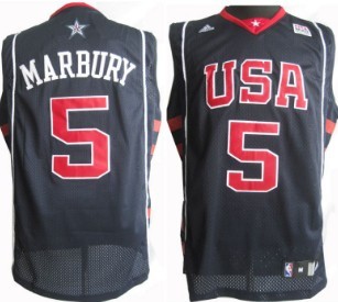2004 Olympics Team USA #5 Stephon Marbury Navy Blue Swingman Jersey - Zenithce