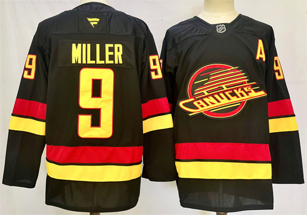 Vancouver Canucks #9 J.T. Miller Black 2024-25 With A Patch Alternate Stitched Jersey - Zenithce