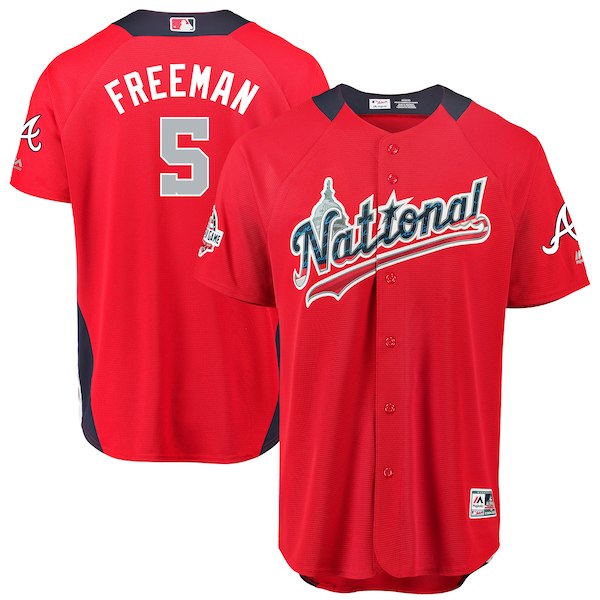 National League #5 Freddie Freeman Red 2018 All-Star Game Home Run Derby Jersey - Zenithce