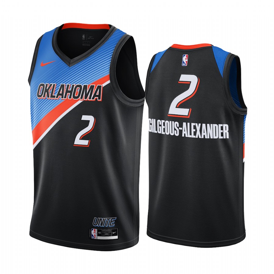 Thunder #2 Shai Gilgeous-Alexander Black Swingman 2020-21 City Edition Jersey - Zenithce