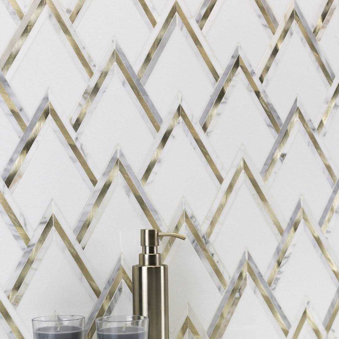 Ogee 4.23 x 5.28 Marble Chevron Mosaic Wall Tile Ivy Hill Tile - Zenithce