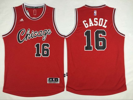 Chicago Bulls #16 Pau Gasol Revolution 30 Swingman 2015-16 Retro Red Jersey - Zenithce