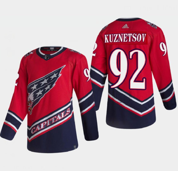 Washington Capitals #92 Evgeny Kuznetsov 2021 Red Reverse Retro Stitched Jersey - Zenithce