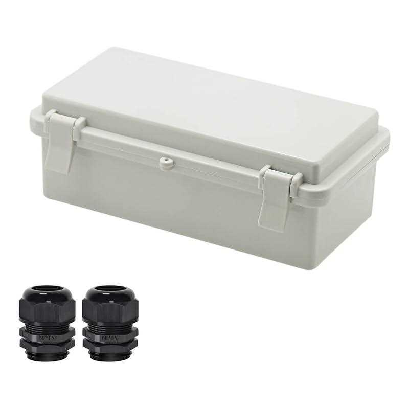 Zulkit Junction Box ABS Plastic Dustproof Waterproof IP65 Electrical Boxes Hinged Shell Outdoor Universal Project Enclosure with 2 Cable Glands - Zenithce