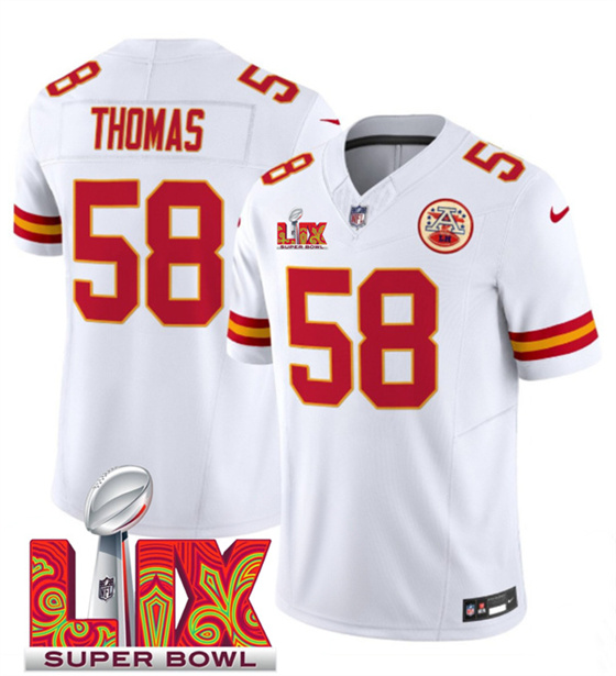 Kansas City Chiefs #58 Derrick Thomas White 2025 F.U.S.E. Super Bowl LIX Patch Vapor Untouchable Limited Stitched Jersey - Zenithce