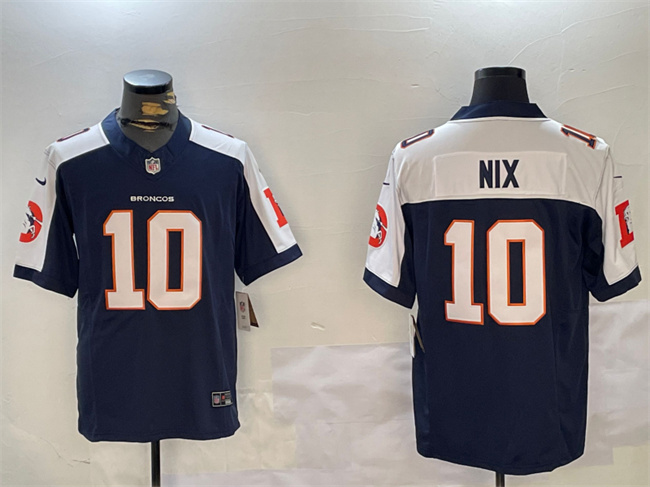Denver Broncos #10 Bo Nix Navy 2024 F.U.S.E. V2 Throwback Vapor Limited Alternate Stitched Jersey - Zenithce