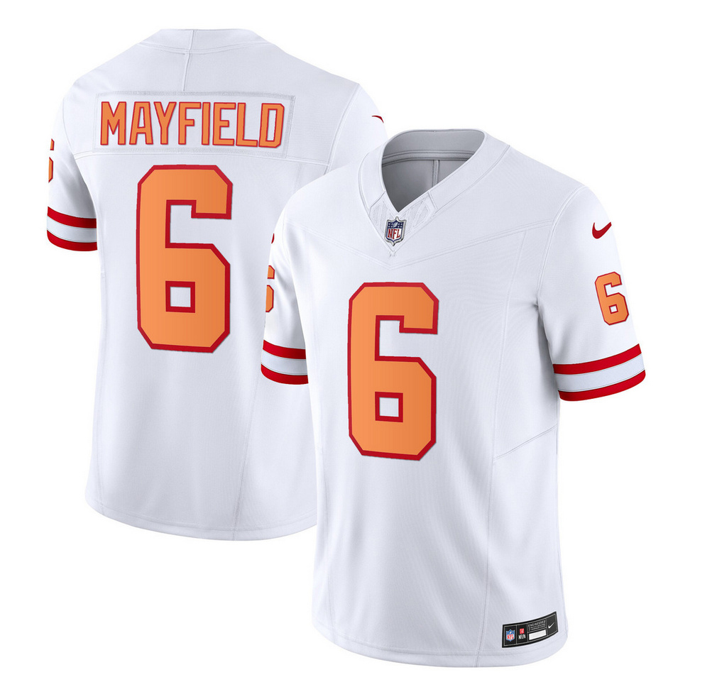 Tampa Bay Buccaneers #6 Baker Mayfield 2023 F.U.S.E. White Throwback Limited Stitched Jersey - Zenithce