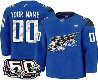 Washington Capitals Customized Blue 50th Anniversary Authentic Jersey - Zenithce