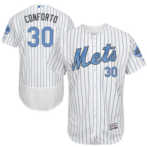 Mets #30 Michael Conforto White(Blue Strip) Flexbase Authentic Collection 2016 Father's Day Stitched Jersey - Zenithce