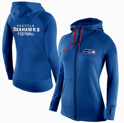 Women's Nike Seattle Seahawks Full-Zip Performance Hoodie Blue - Zenithce