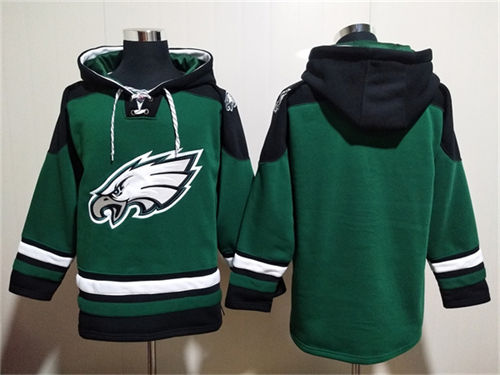 Philadelphia Eagles Blank Green Lace-Up Pullover Hoodie - Zenithce