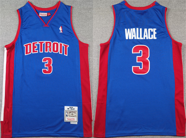 Detroit Pistons #3 Ben Wallace Blue Throwback Stitched Jersey - Zenithce
