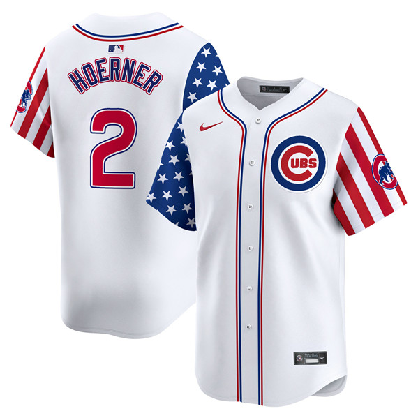 Chicago Cubs #2 Nico Hoerner White 2024 Independence Day Vapor Limited Stitched Jersey - Zenithce