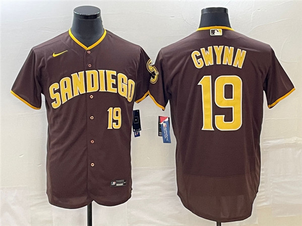 San Diego Padres #19 Tony Gwynn Coffee Flex Base With Patch Stitched Jersey - Zenithce