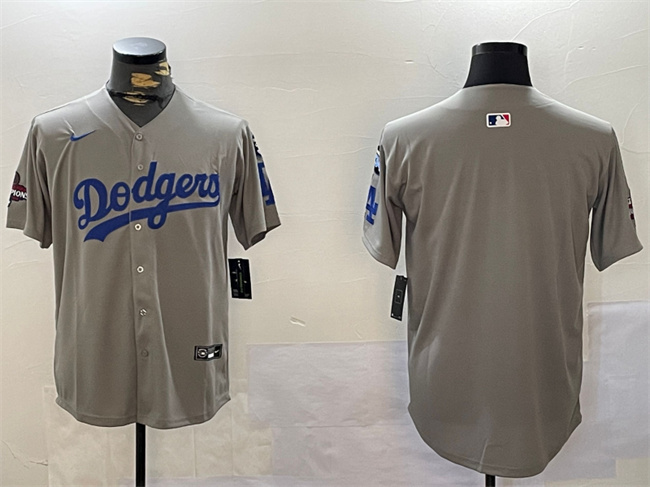 Los Angeles Dodgers Blank Gray 2024 World Series Champions With Fernando Memorial Patch Limited Stitched Jersey - Zenithce