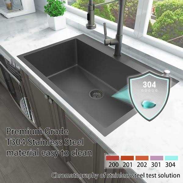 Sinber 33 in. Drop-in Double Bowl 18-Gauge 304 Stainless Steel Workstation Kitchen Sink - Zenithce