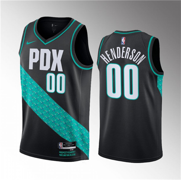 Portland Trail Blazers #00 Scoot Henderson Black 2023 Draft City Edition Stitched Jersey - Zenithce