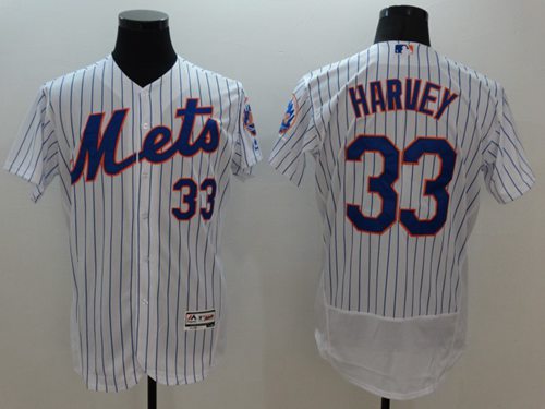 Mets #33 Matt Harvey White(Blue Strip) Flexbase Authentic Collection Stitched Jersey - Zenithce