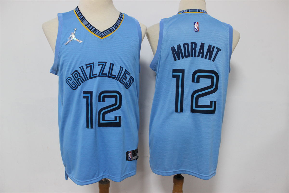 Memphis Grizzlies #12 Ja Morant Blue Jordan 75th Anniversary Diamond 2021 Stitched Jersey - Zenithce