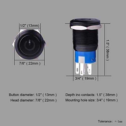 Ulincos Latching Pushbutton Switch U19C1 1NO1NC SPDT ON/Off Black Metal Shell - Zenithce