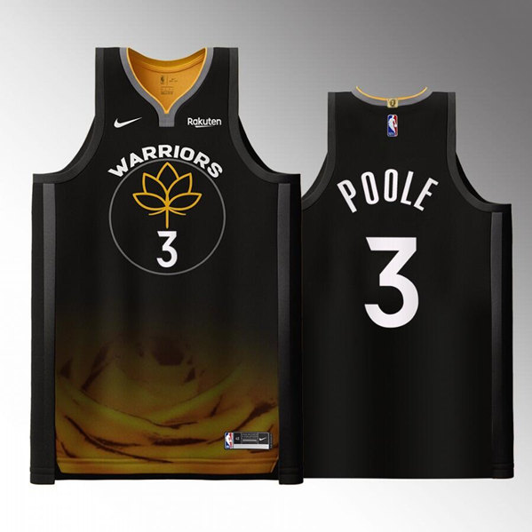 Golden State Warriors #3 Jordan Poole Black 2022-23 City edition Stitched Jersey - Zenithce