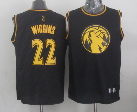 Minnesota Timberwolves #22 Andrew Wiggins Revolution 30 Swingman 2014 Black With Gold Jersey - Zenithce