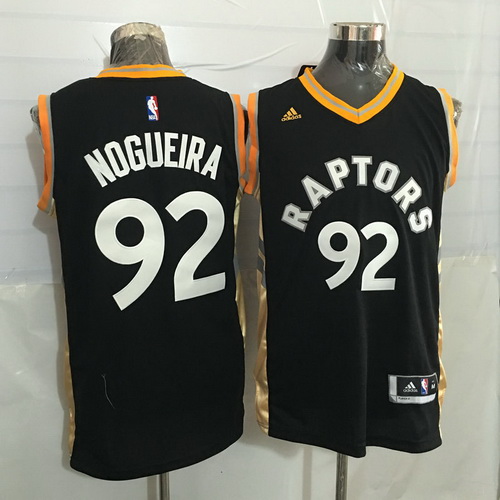 Toronto Raptors #92 Lucas Nogueira Black With Gold New Rev 30 Swingman Jersey - Zenithce
