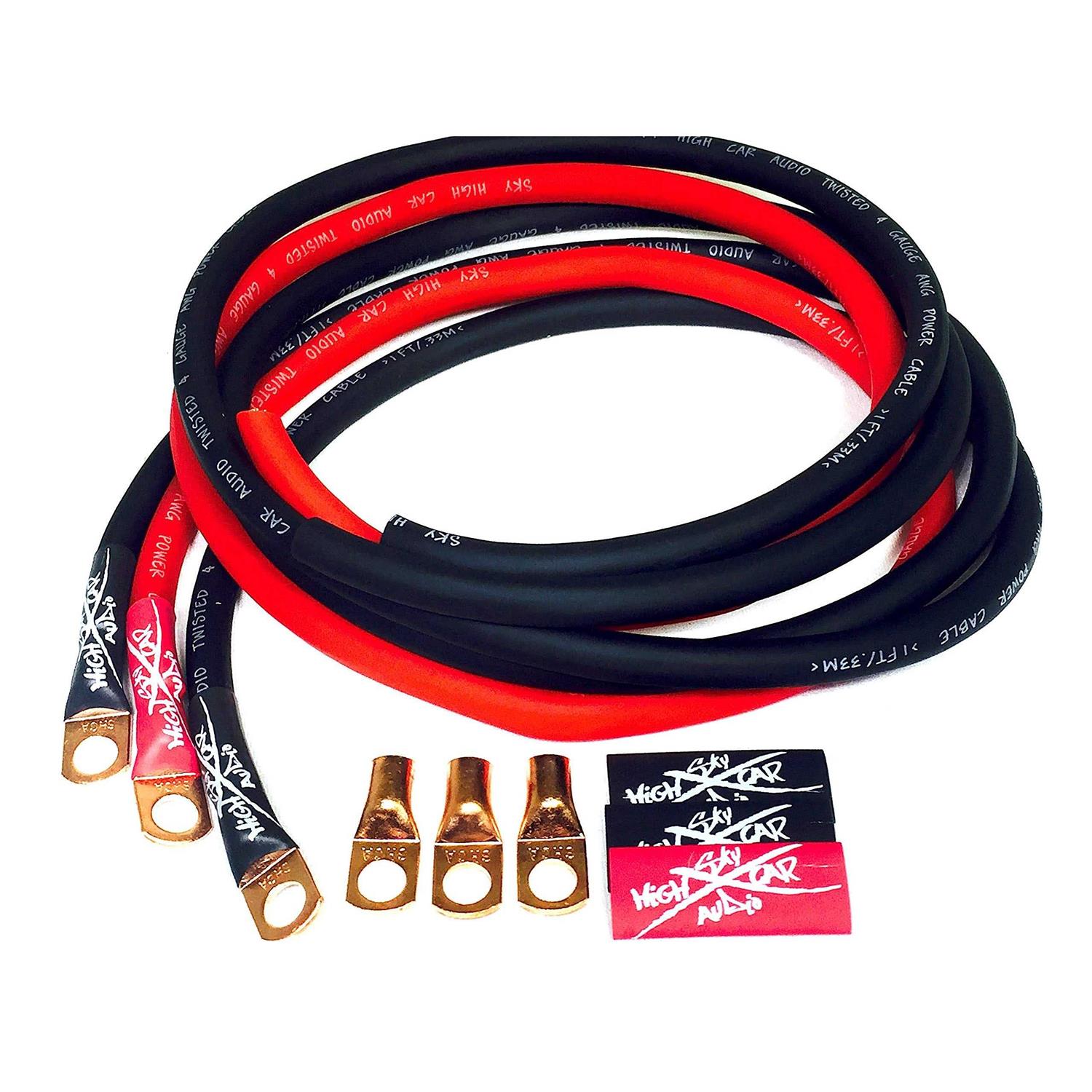 Sky High Car Audio Sky High Oversized 1/0 Gauge AWG Big 3 Upgrade Red/Black Electrical Wiring Kit - Zenithce