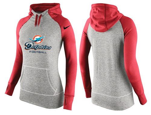 Women's Nike Miami Dolphins Performance Hoodie Grey   Red - Zenithce