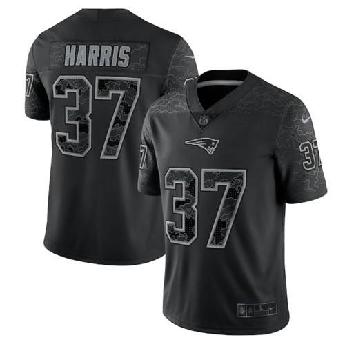 New England Patriots #37 Damien Harris Black Reflective Limited Stitched Football Jersey - Zenithce