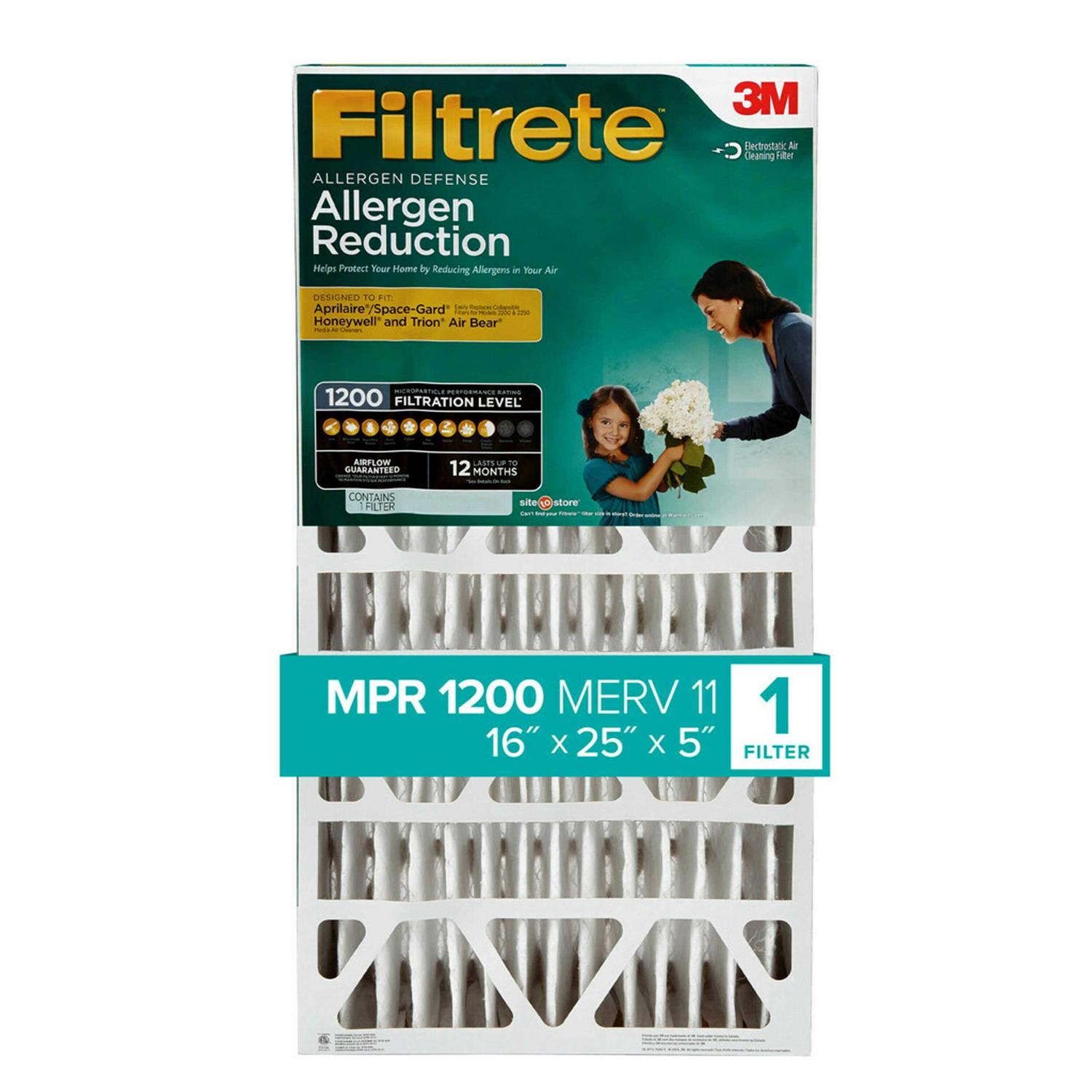 Filtrete 20x25x4 Allergen Reduction Deep Pleat HVAC Air and Furnace Filter 1200 MPR 1 Filter - Zenithce