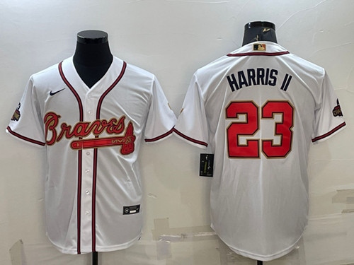 Atlanta Braves #23 Michael Harris II White Gold World Series Champions Program Cool Base Stitched Baseball Jersey - Zenithce