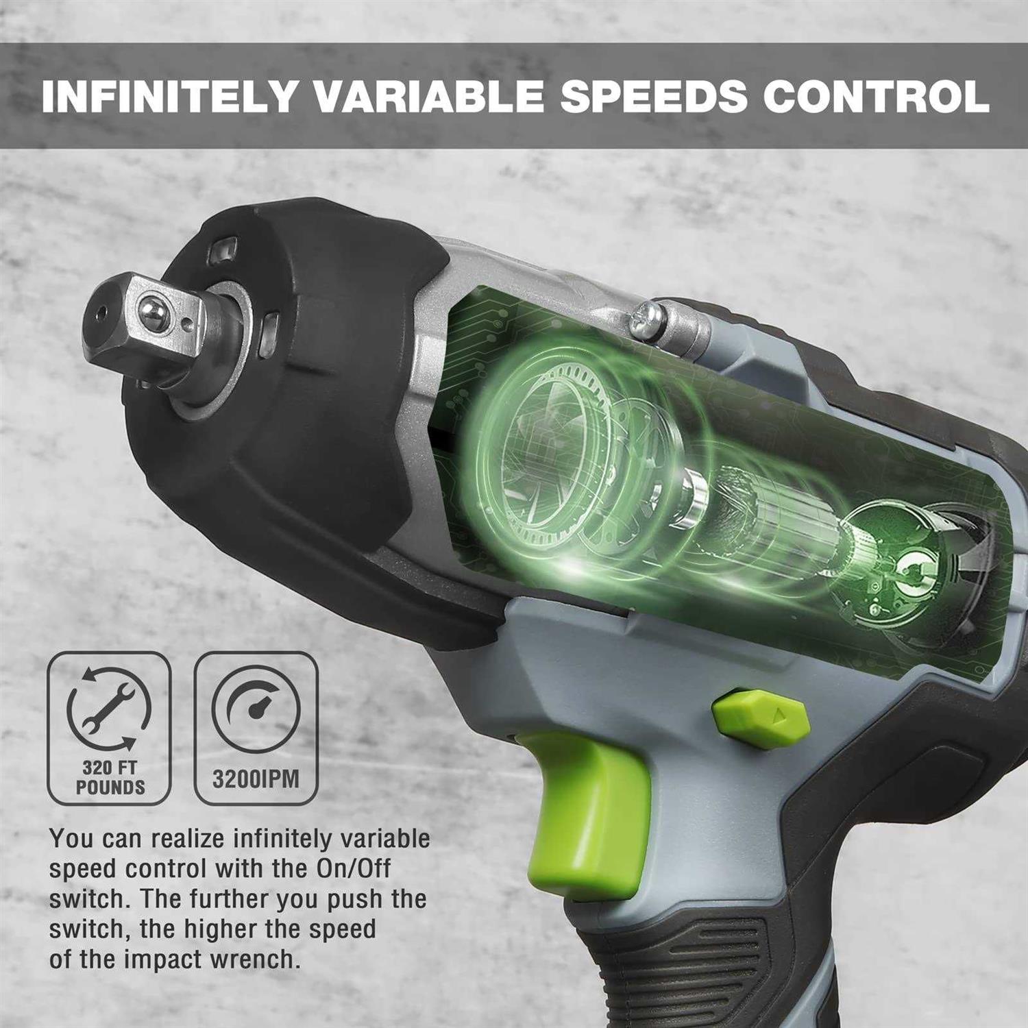 WORKPRO 20V Cordless Impact Wrench 1/2-inch 320 Ft Pounds Max Torque - Zenithce