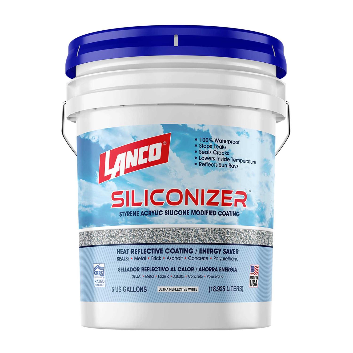 Lanco 5 gal. Ultra Siliconizer 100% Acrylic Elastomeric Reflective Roof Coating RC905-2 - Zenithce