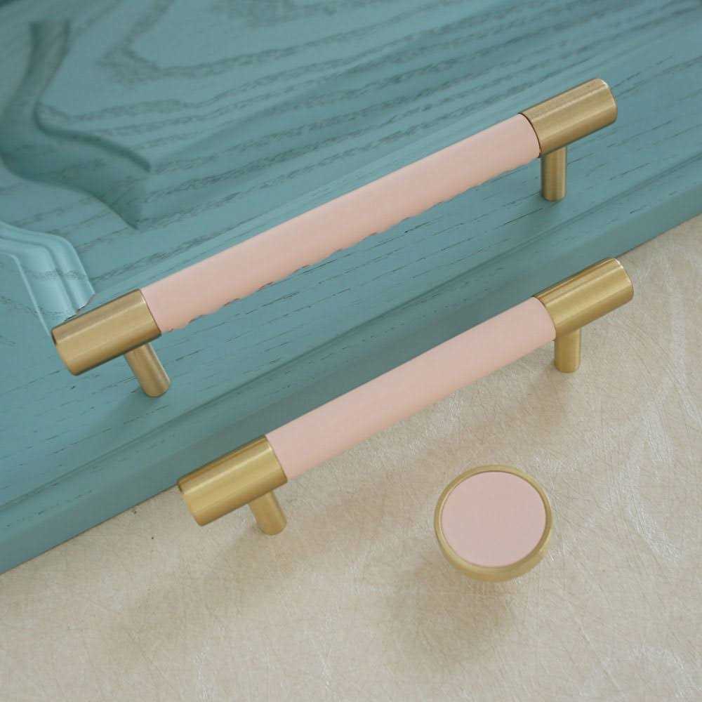 Goldenwarm Cabinet Handles Solid Brass Leather Cabinet Door Handles - Zenithce