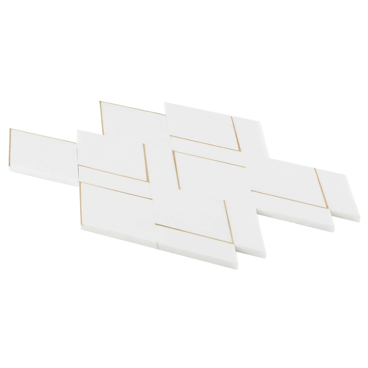 Ivy Hill Tile Mehko 11.81 in. x 14.96 in. Polished Marble and Brass Wall Tile - Zenithce