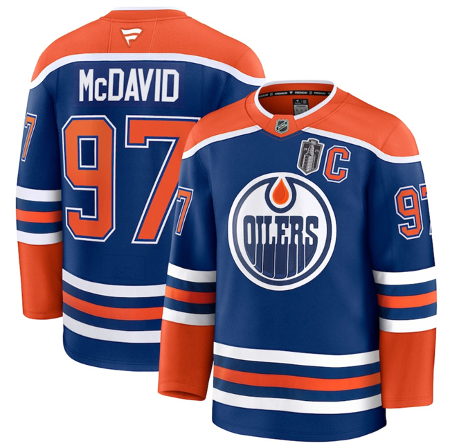 Edmonton Oilers #97 Connor McDavid Royal 2025 Stanley Cup Final Patch And C Patch Stitched Jersey - Zenithce