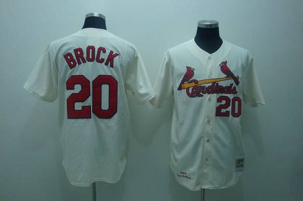 Mitchell And Ness 1967 Cardinals #20 Lou Brock Stitched Cream Throwback Jersey - Zenithce
