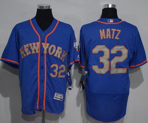 Mets #32 Steven Matz Blue(Grey NO.) Flexbase Authentic Collection Stitched Jersey - Zenithce