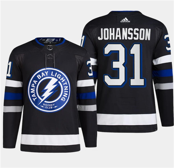 Tampa Bay Lightning #31 Jonas Johansson Black Alternate Premier Breakaway Stitched Jersey - Zenithce
