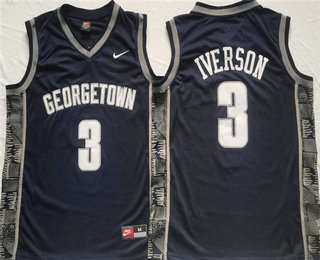 Georgetown Hoyas #3 Allen Iverson Navy Stitched Jersey - Zenithce