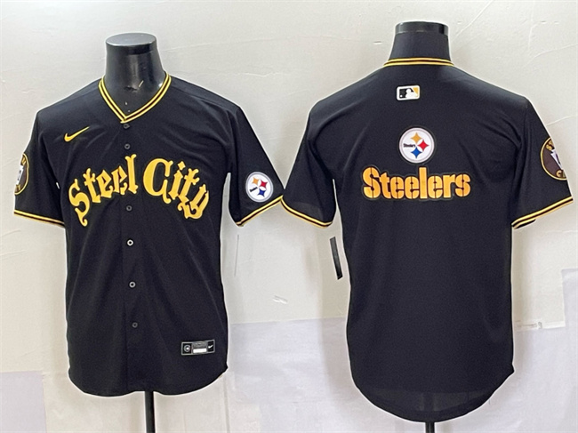 Pittsburgh Steelers Team Big Logo Black 412 Patch Vapor Premier Limited Stitched Jersey - Zenithce