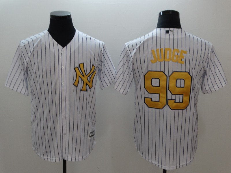 New York Yankees #99 Aaron Judge White Gold Cool Base Stitched Jersey - Zenithce